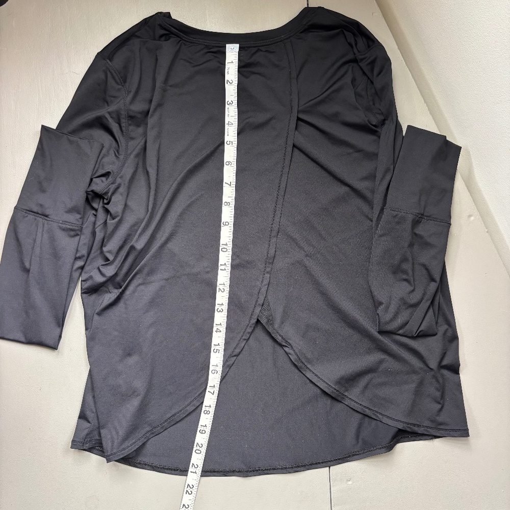 Athleta Long Sleeve Sun Protection Cross Back Short black SP UPF 50 hike - Picture 8 of 8